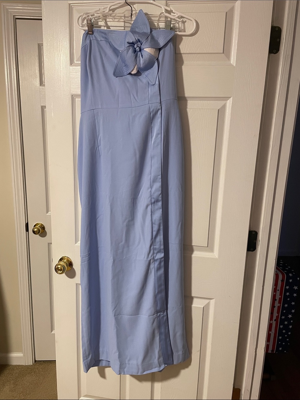 Lilly Pulitzer Light Blue Strapless Maxi Dress with Floral Accent - Picture 2 of 6